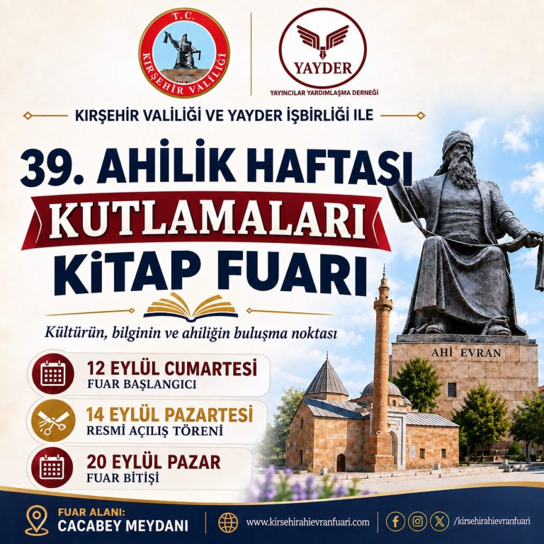 39. Ahilik Haftası Kırşehir Ahi Evran Kitap Fuarı Afişi